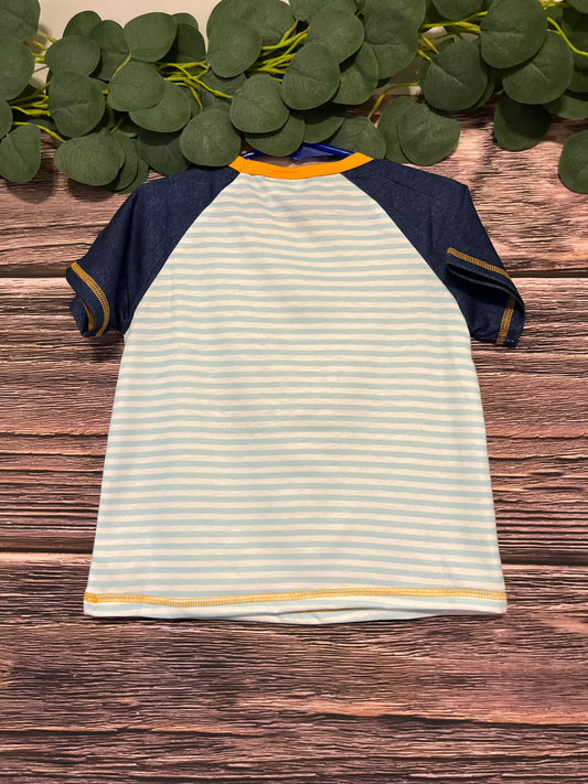 Blue Stripe Shark Appliqué Shirt