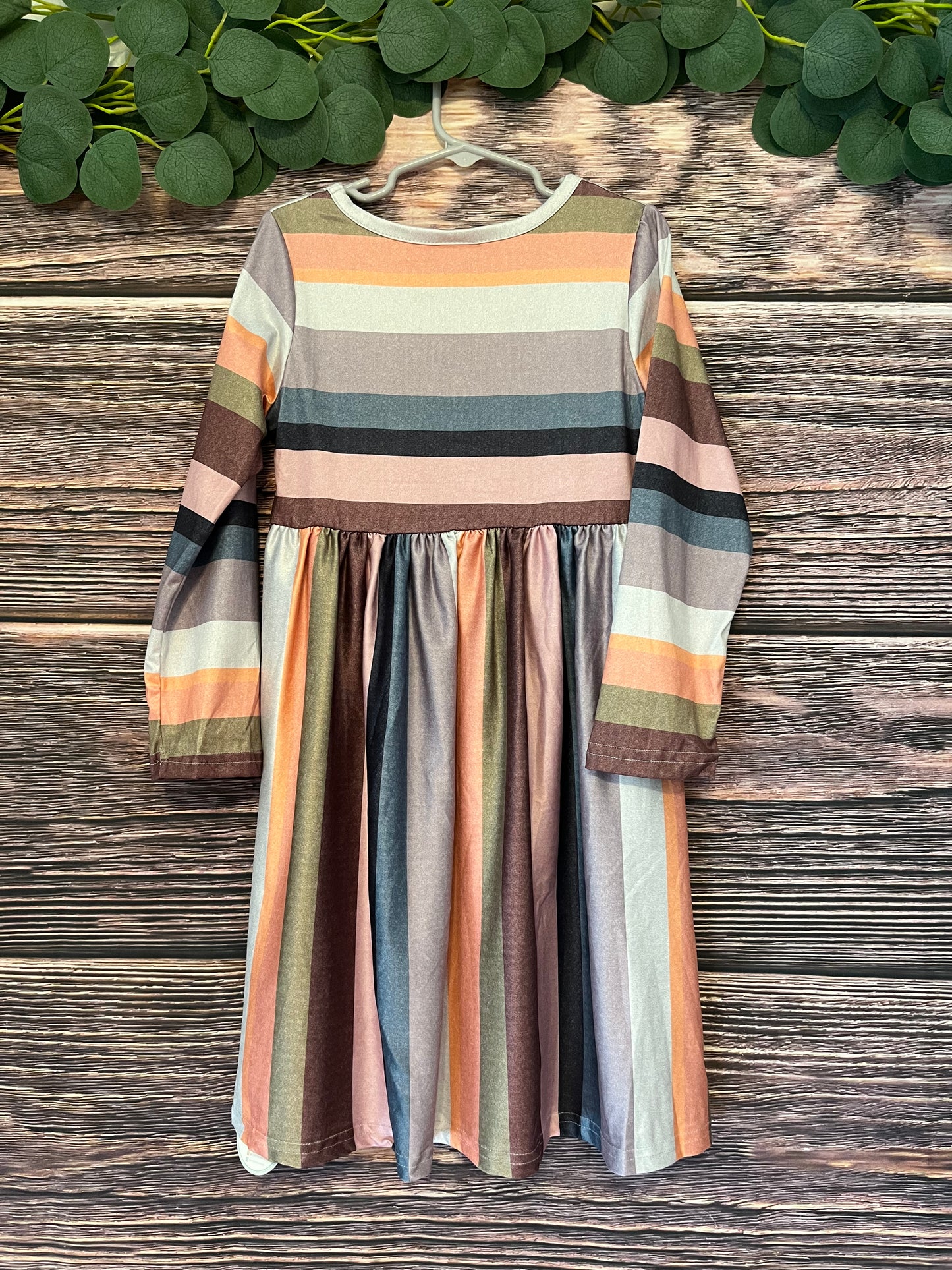 Multi-color Striped Long Sleeve Dress