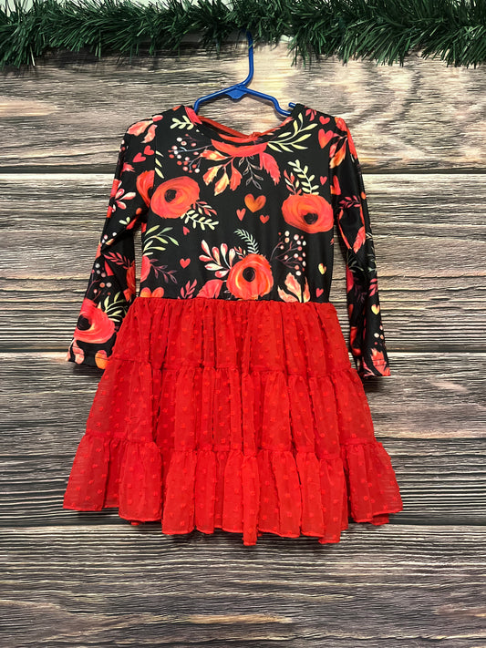 Red Floral Christmas Dress