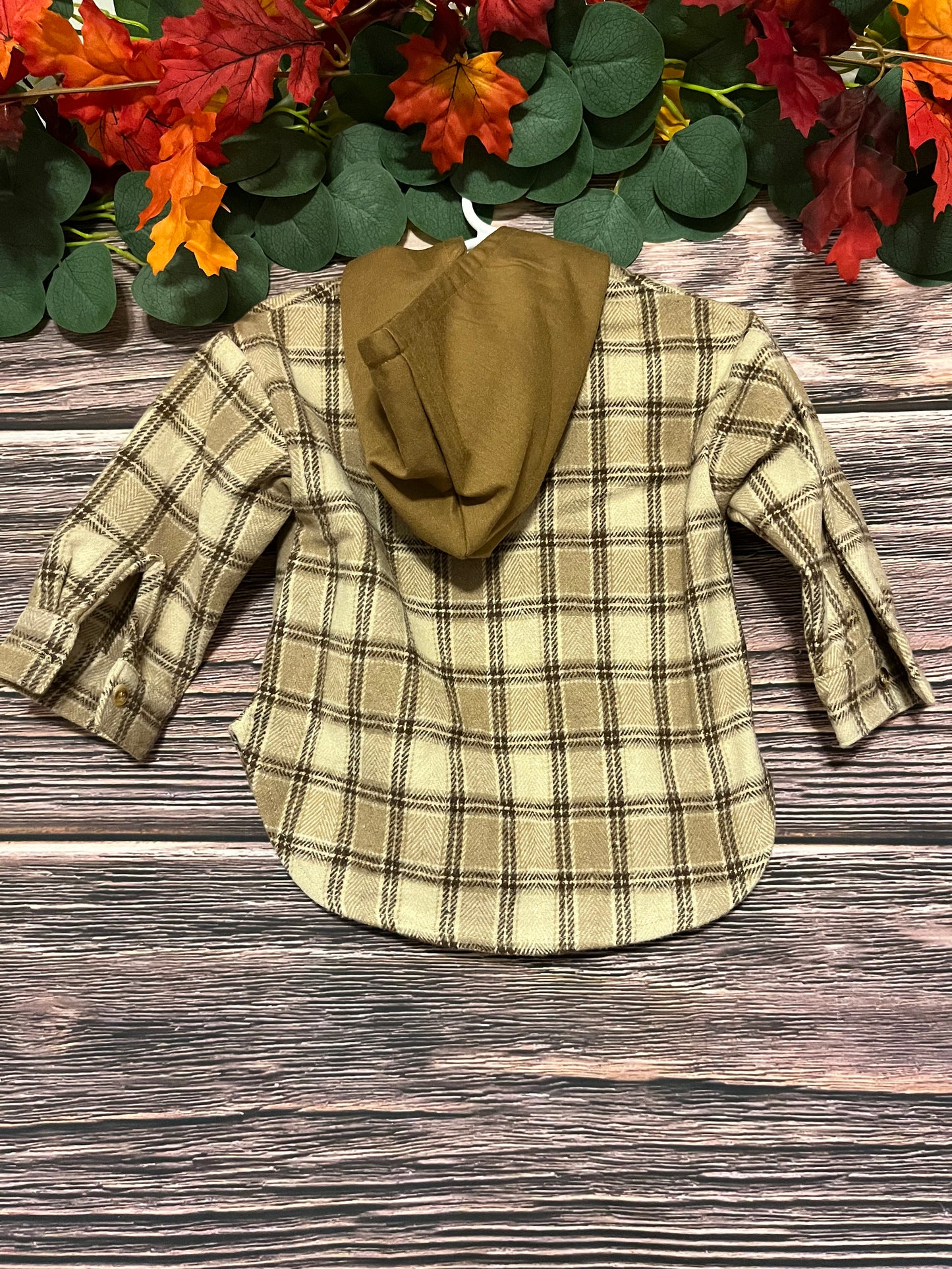 Brown Plaid Hooded Shirt