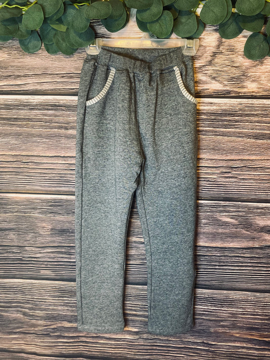 Dark Grey Striped Pocket Sweatpants