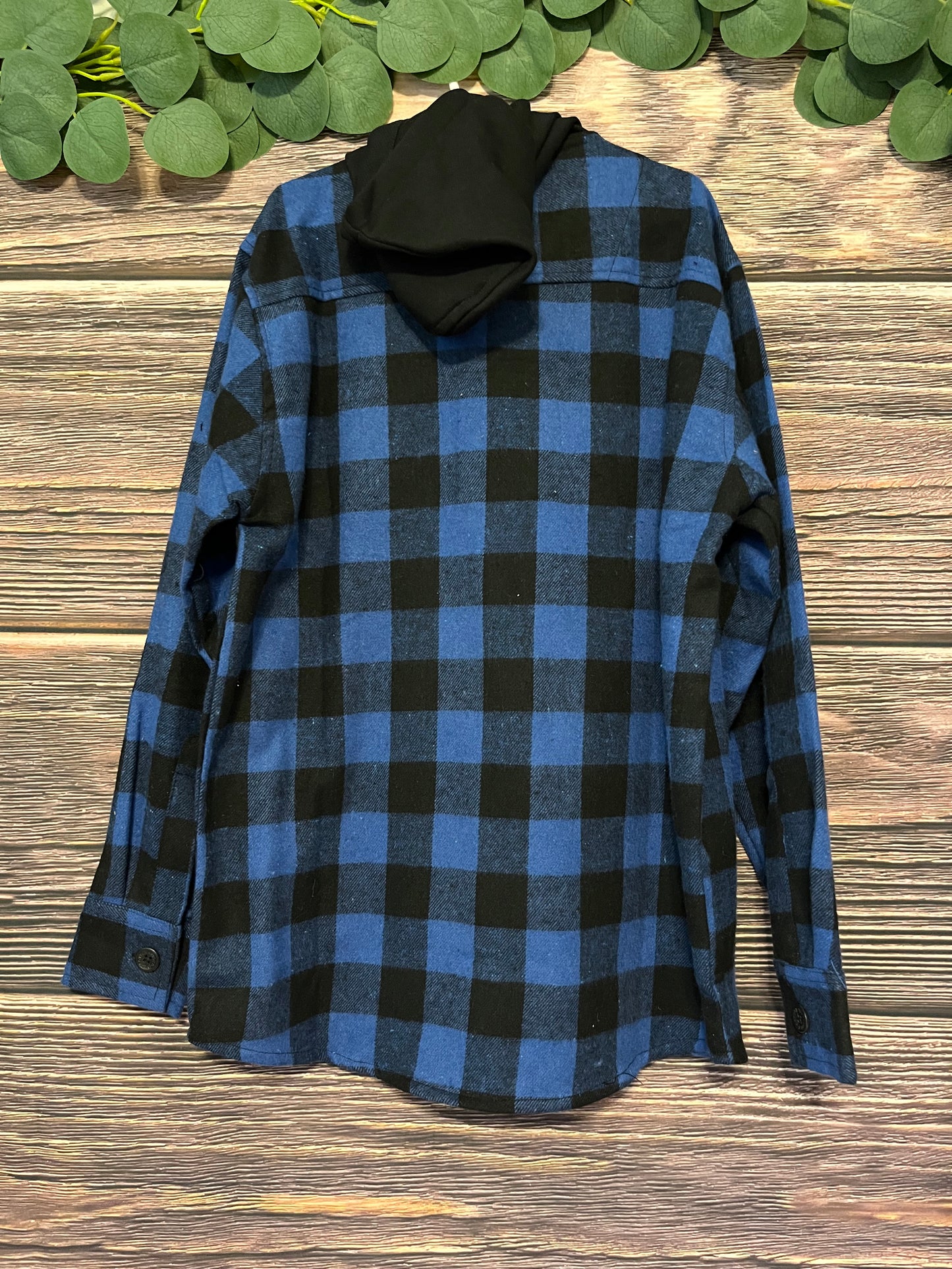 Checkered Plaid Hooded Button-up