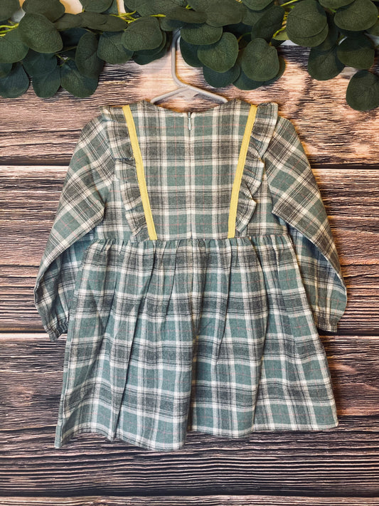 Girls Green Checkered Dress