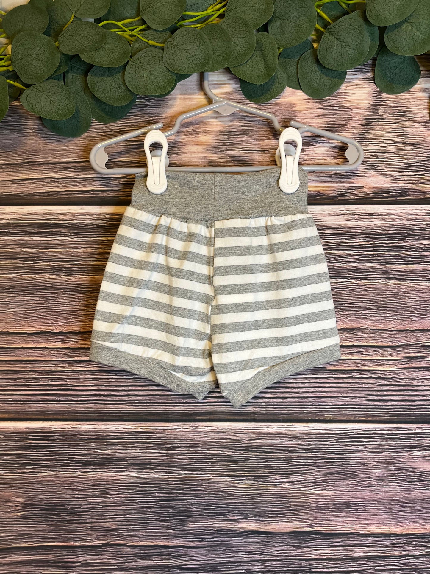 Grey Stripe Hoodie Baby Shorts Set