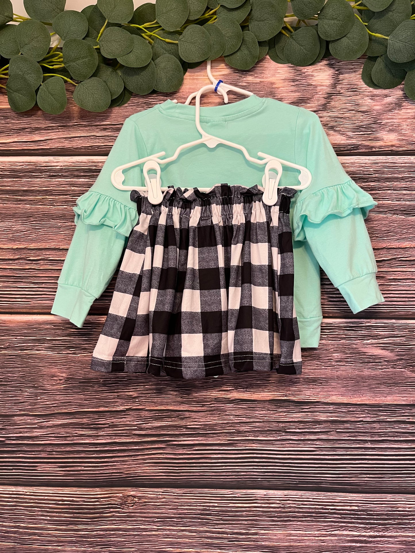 Mint Plaid Pumpkin Skirt Set