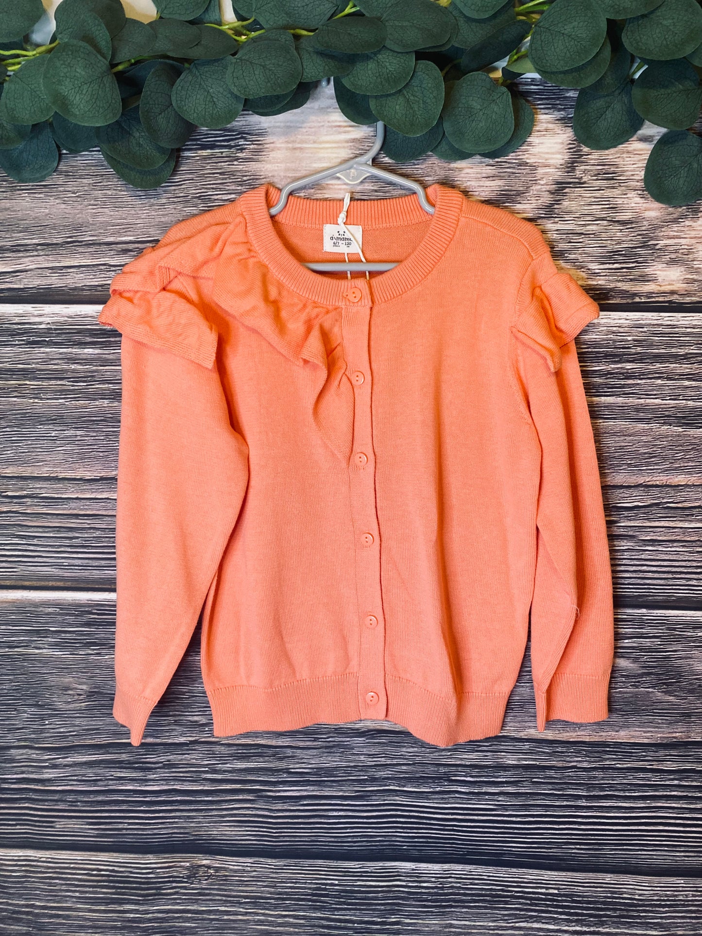 Coral Ruffled Button Down Cardigan