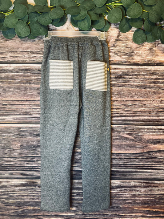 Dark Grey Striped Pocket Sweatpants