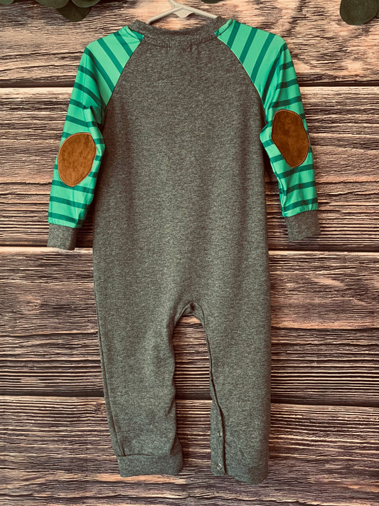 Infant Grey shark clover romper