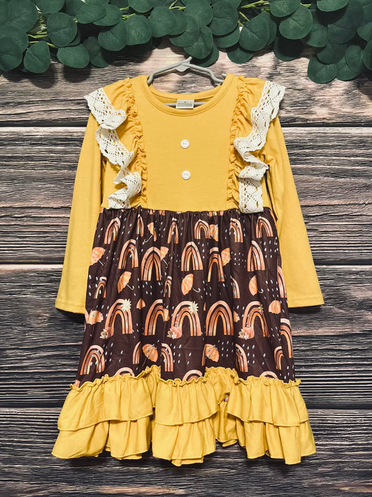 Mustard Rainbow Lace Dress