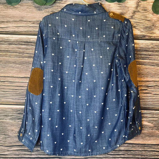 Toddler Denim Heart Long Sleeve Shirt