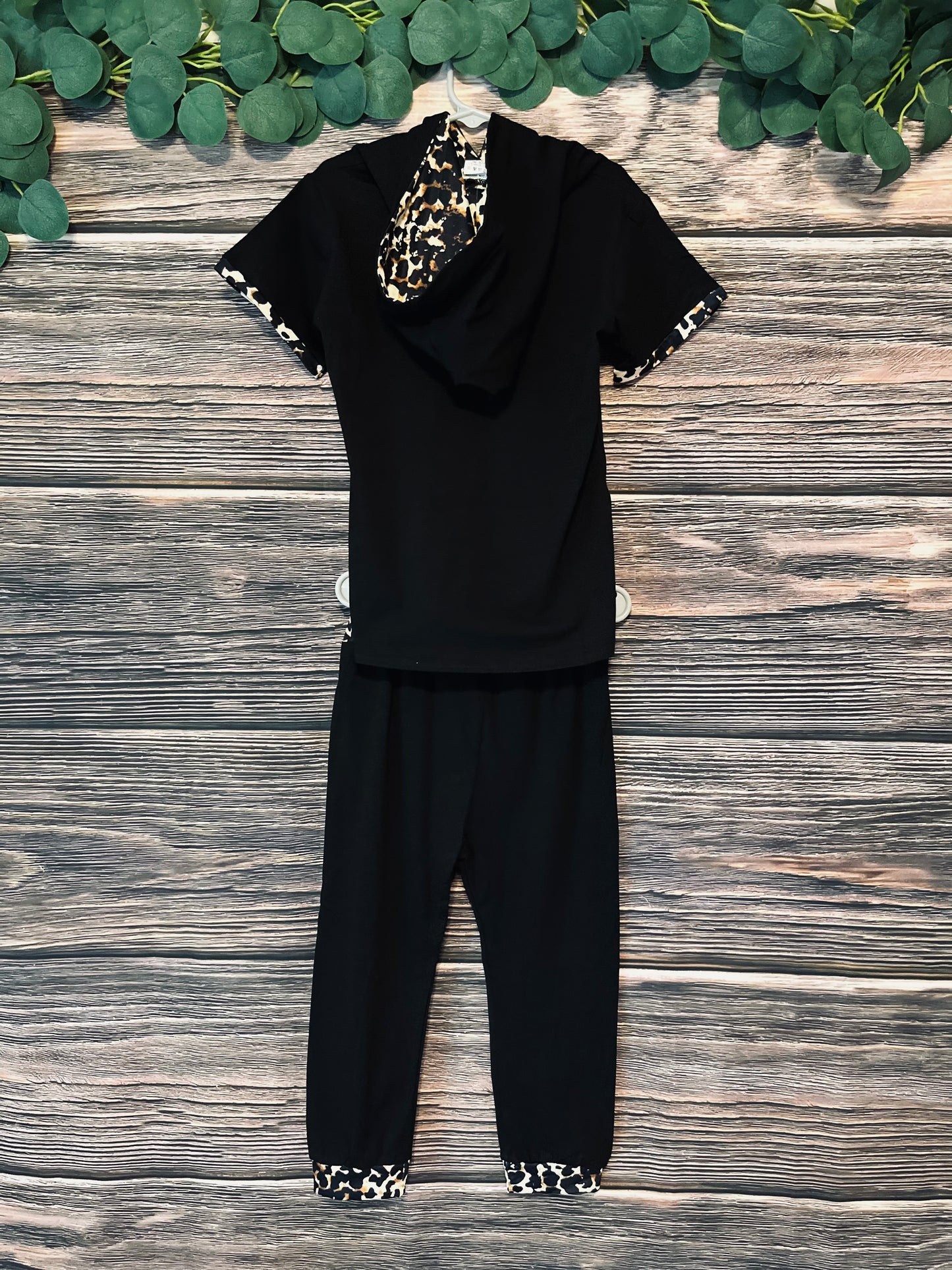 Black Leopard Lounge Hoodie Set