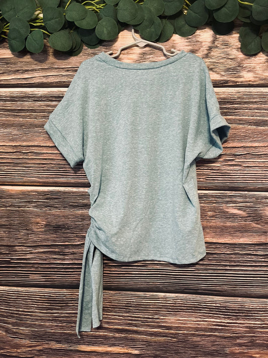 Drawstring Ruching Cutout Knit Top