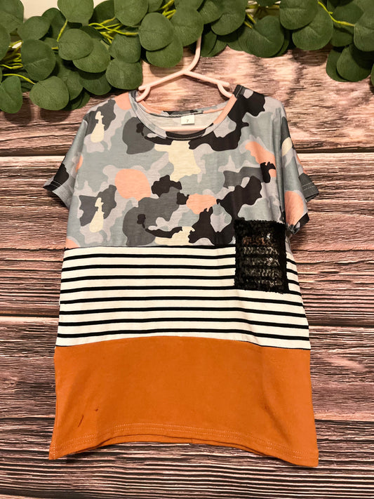 Camouflage Sequins Pocket Shirt